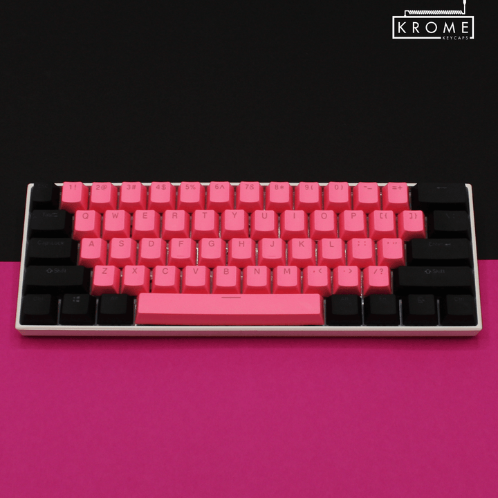 ISO/ANSI - Standard Black & Pink PBT Keycaps - kromekeycaps