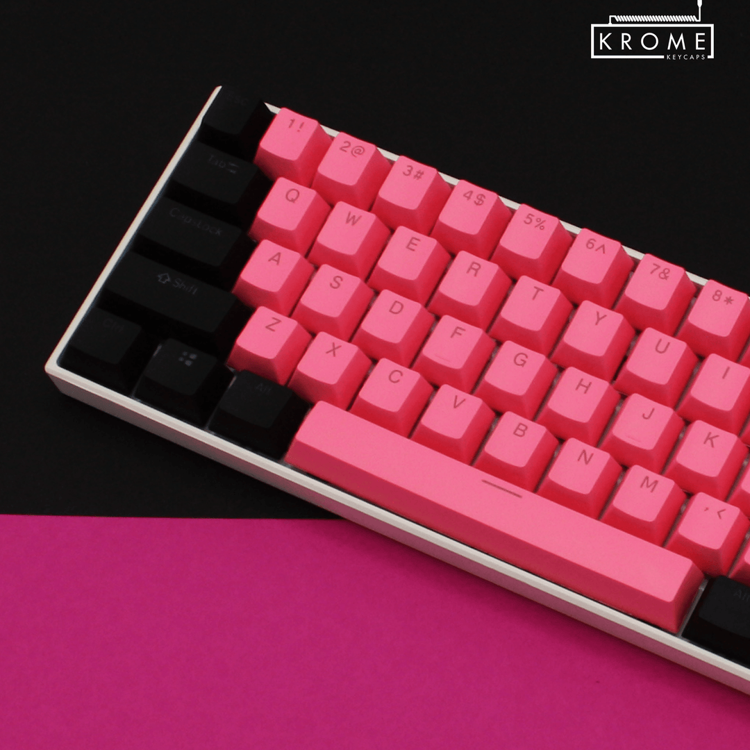 ISO/ANSI - Standard Black & Pink PBT Keycaps - kromekeycaps