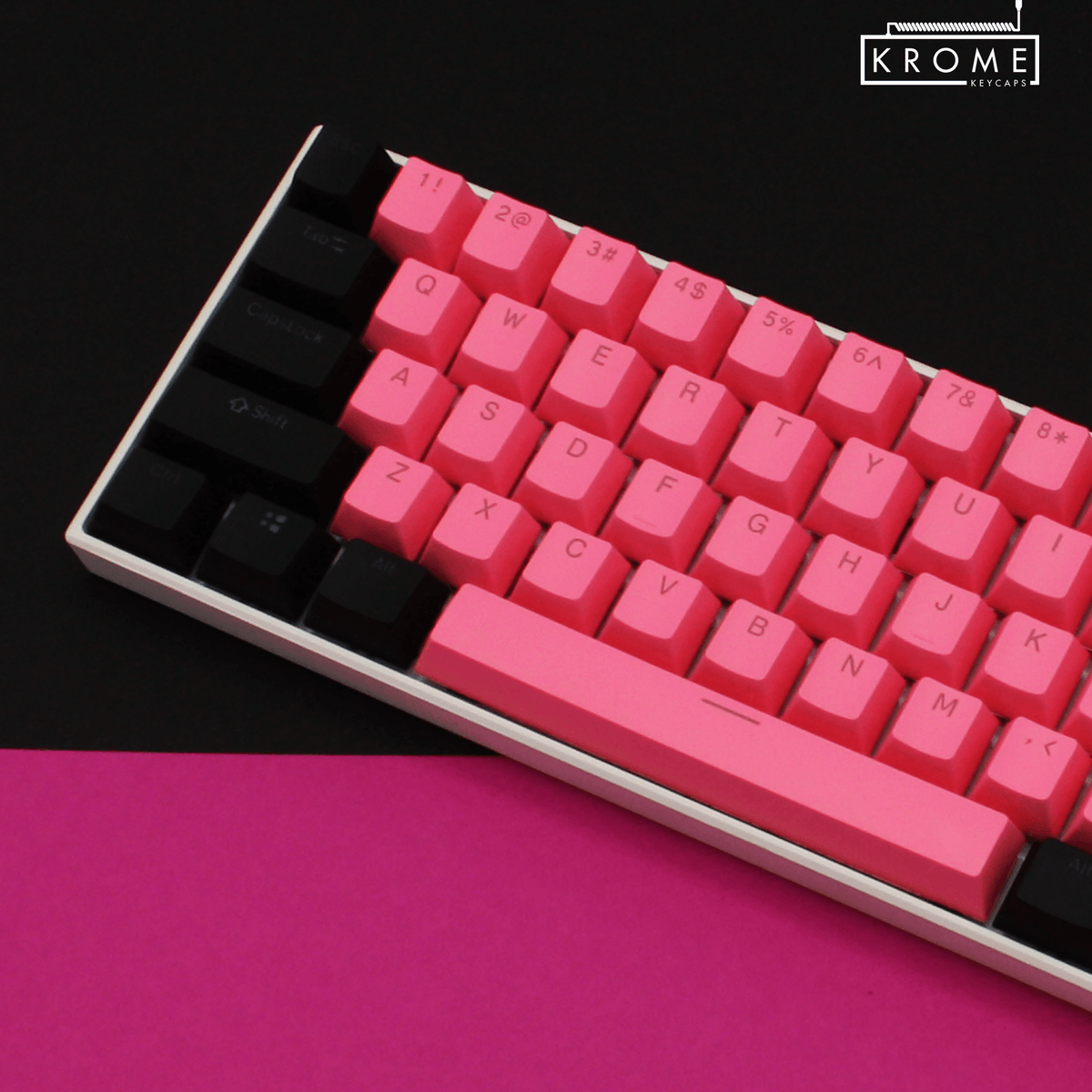 ISO/ANSI - Standard Black & Pink PBT Keycaps – Krome Keycaps LTD