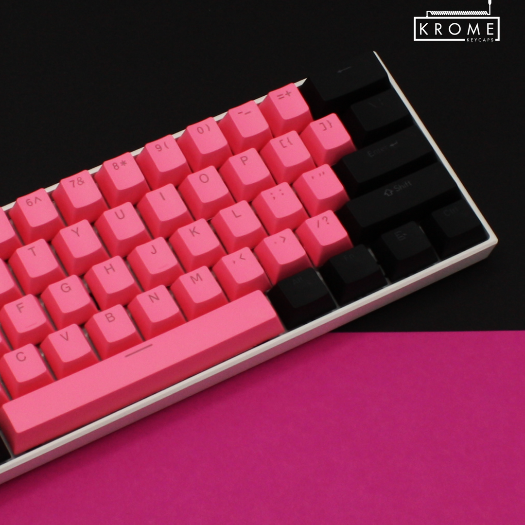 ISO/ANSI - Standard Black & Pink PBT Keycaps - kromekeycaps