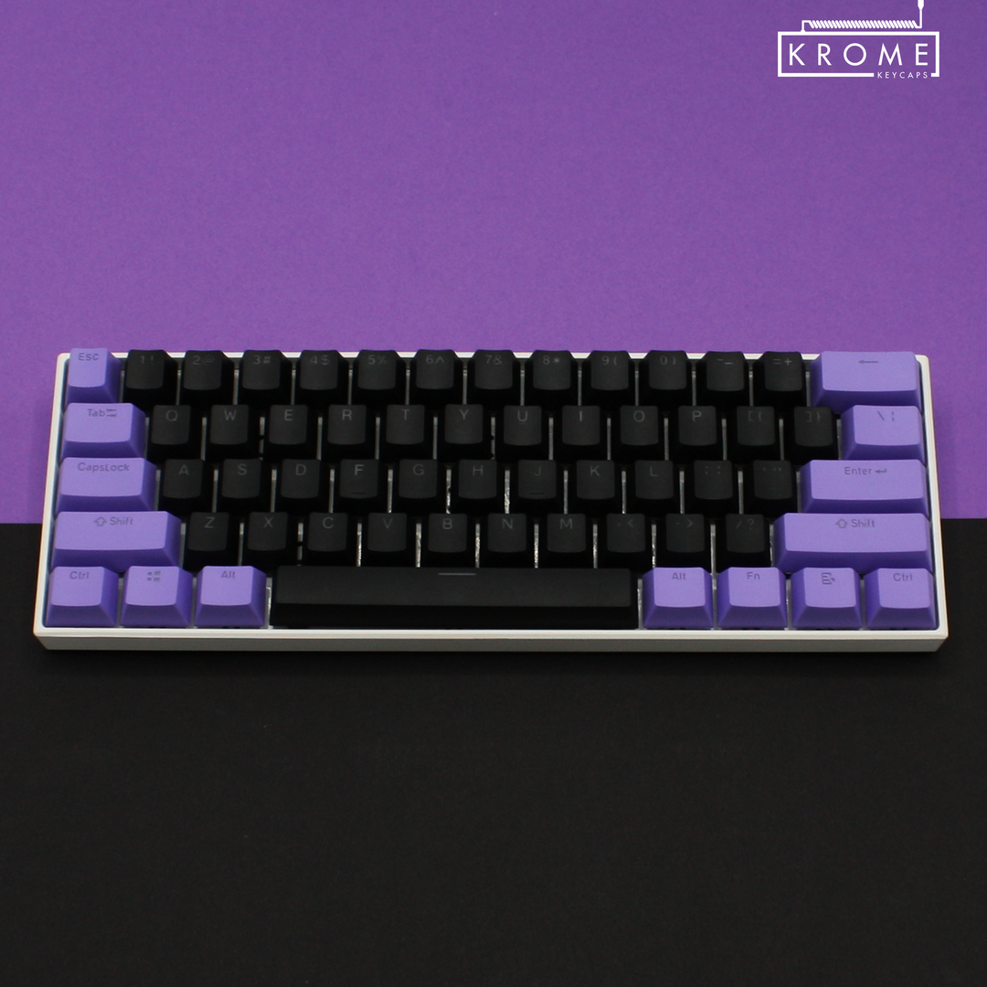 ISO/ANSI - Standard Black & Purple PBT Keycaps - kromekeycaps