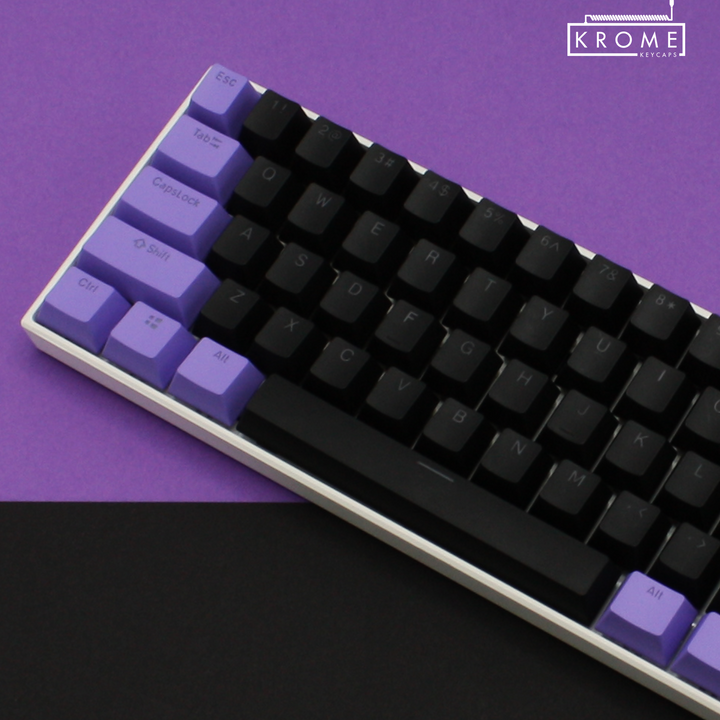 ISO/ANSI - Standard Black & Purple PBT Keycaps - kromekeycaps