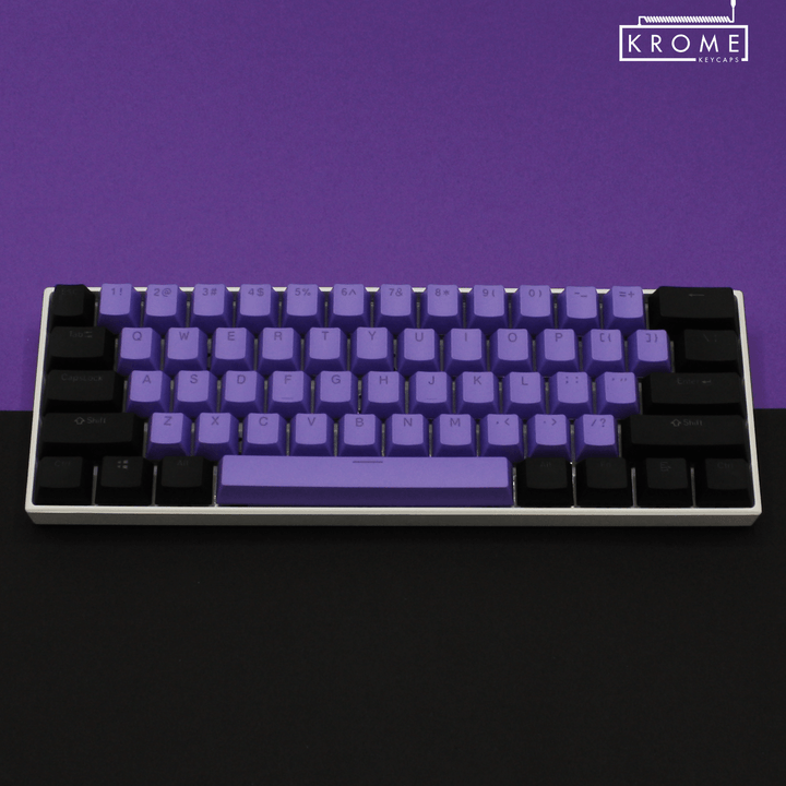 ISO/ANSI - Standard Black & Purple PBT Keycaps - kromekeycaps