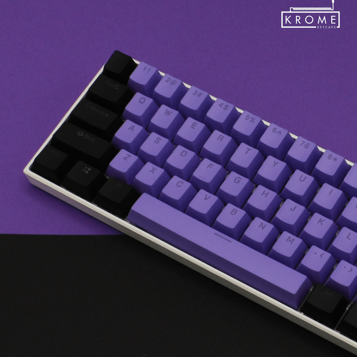 ISO/ANSI - Standard Black & Purple PBT Keycaps - kromekeycaps