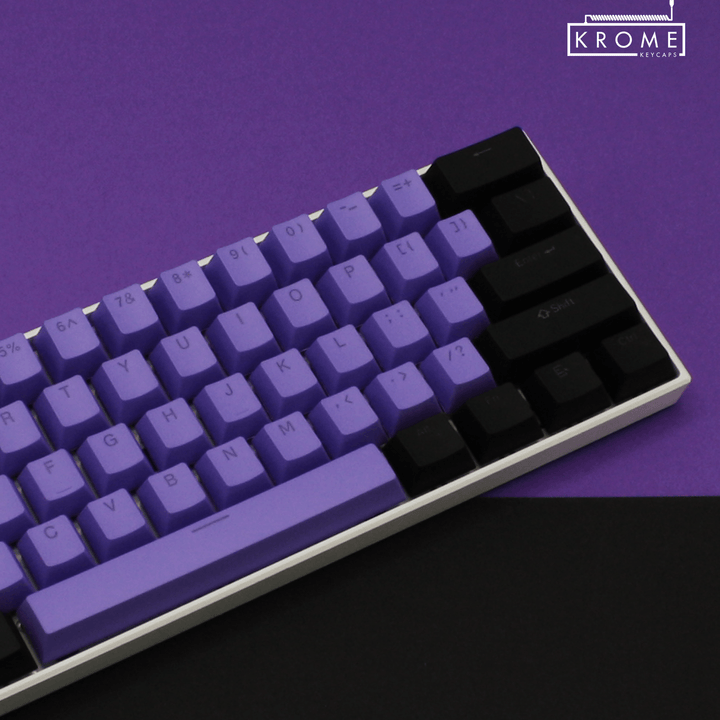 ISO/ANSI - Standard Black & Purple PBT Keycaps - kromekeycaps