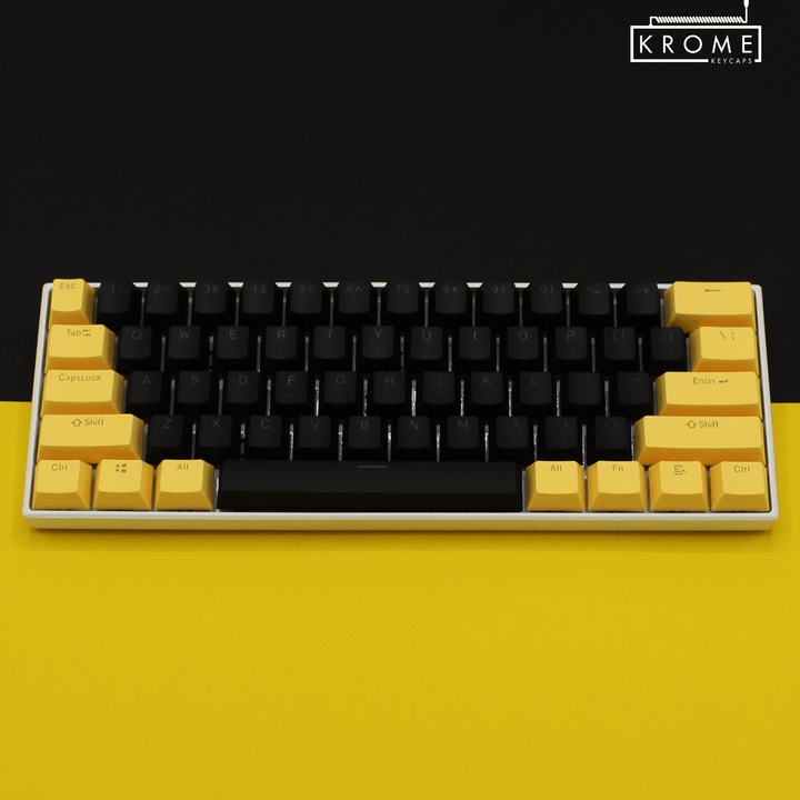 ISO/ANSI - Standard Black & Yellow PBT Keycaps - kromekeycaps