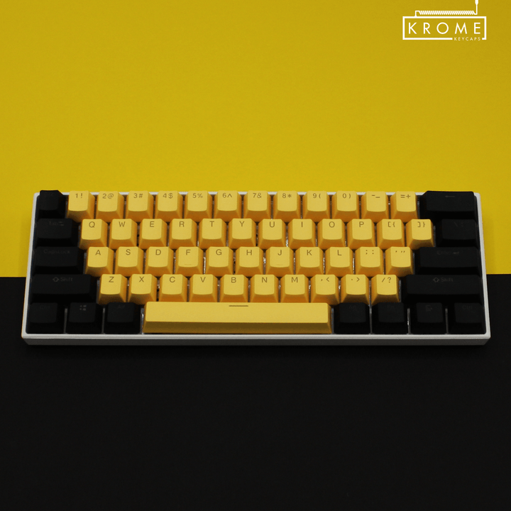 ISO/ANSI - Standard Black & Yellow PBT Keycaps - kromekeycaps