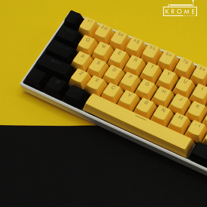 ISO/ANSI - Standard Black & Yellow PBT Keycaps - kromekeycaps