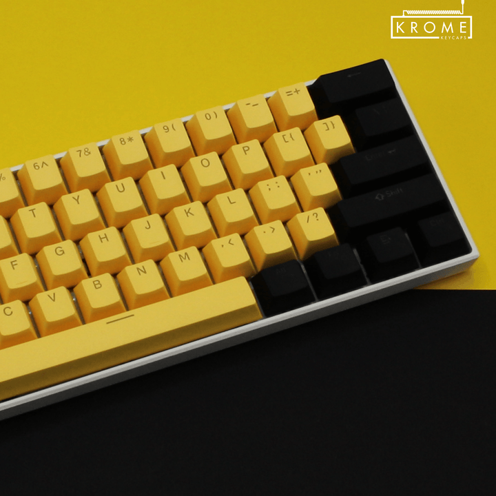 ISO/ANSI - Standard Black & Yellow PBT Keycaps - kromekeycaps