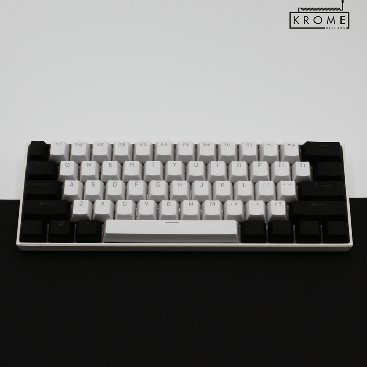 ISO/ANSI - Standard White & Black PBT Keycaps - kromekeycaps