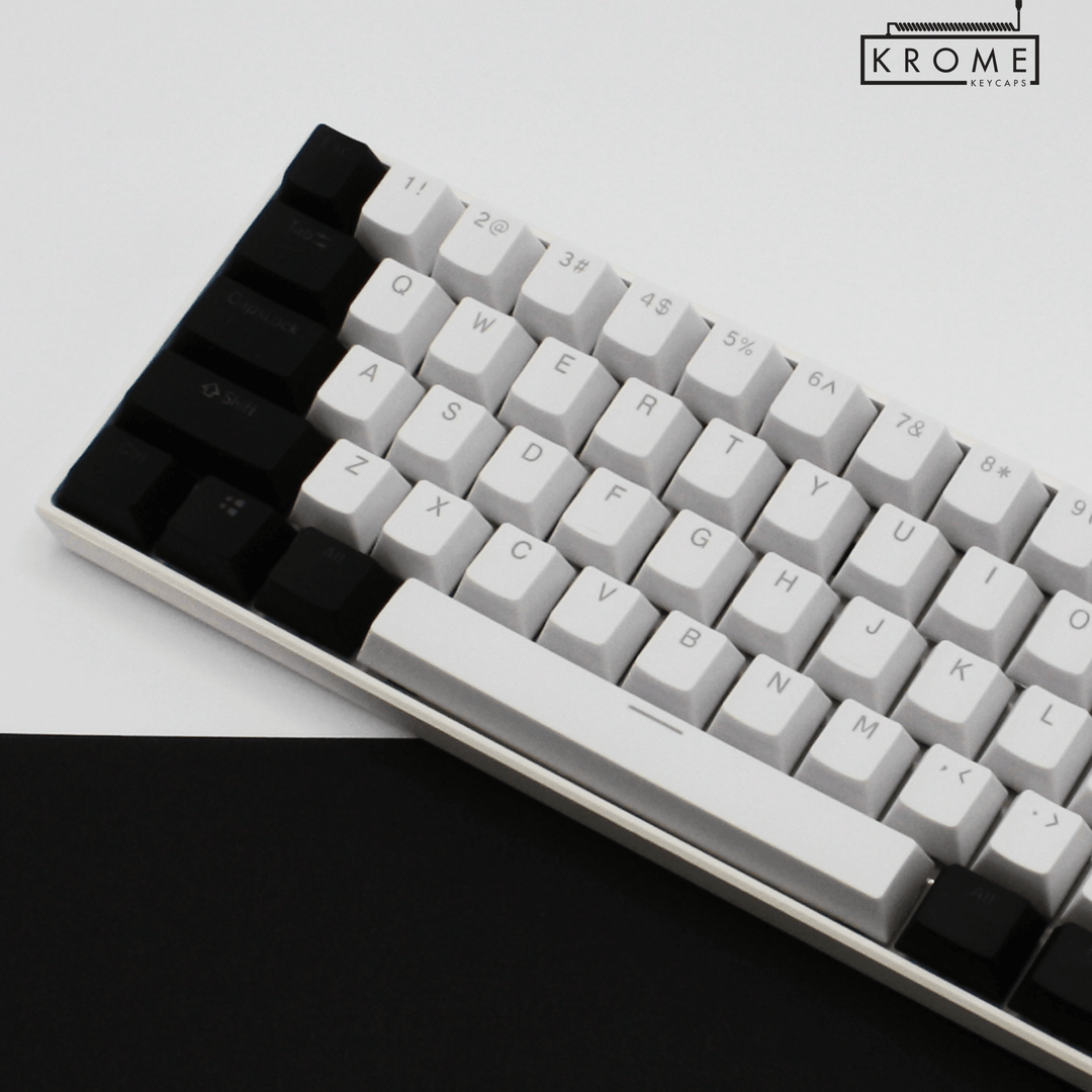 ISO/ANSI - Standard White & Black PBT Keycaps - kromekeycaps