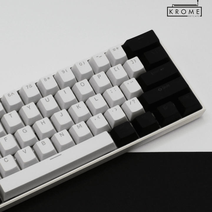 ISO/ANSI - Standard White & Black PBT Keycaps - kromekeycaps