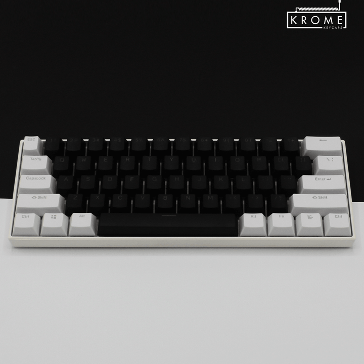 ISO/ANSI - Standard White & Black PBT Keycaps - kromekeycaps