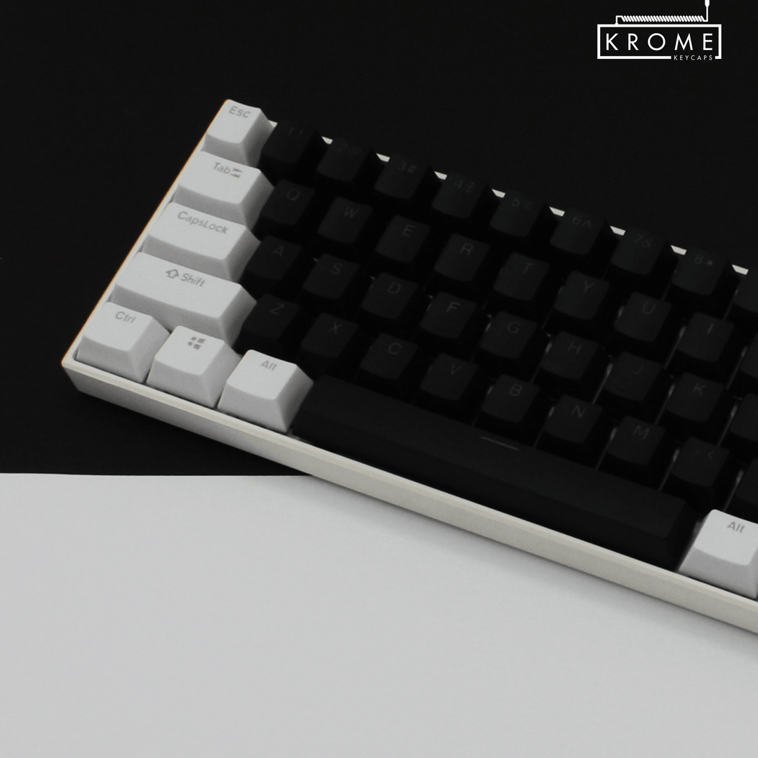 ISO/ANSI - Standard White & Black PBT Keycaps - kromekeycaps