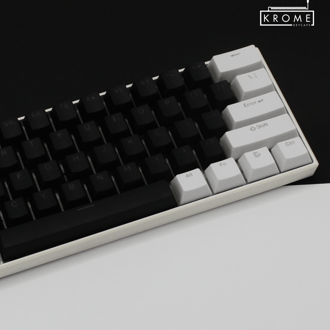 ISO/ANSI - Standard White & Black PBT Keycaps - kromekeycaps