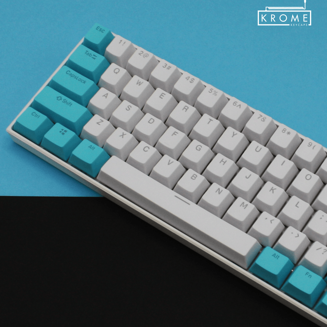 ISO/ANSI - Standard White & Blue PBT Keycaps Krome Keycaps LTD Multicolour