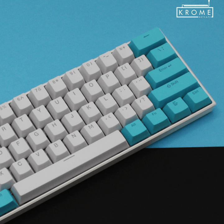 ISO/ANSI - Standard White & Blue PBT Keycaps Krome Keycaps LTD Multicolour