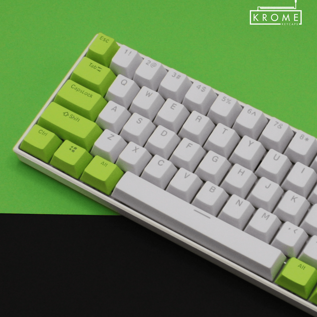 ISO/ANSI - Standard White & Green PBT Keycaps Krome Keycaps LTD Multicolour