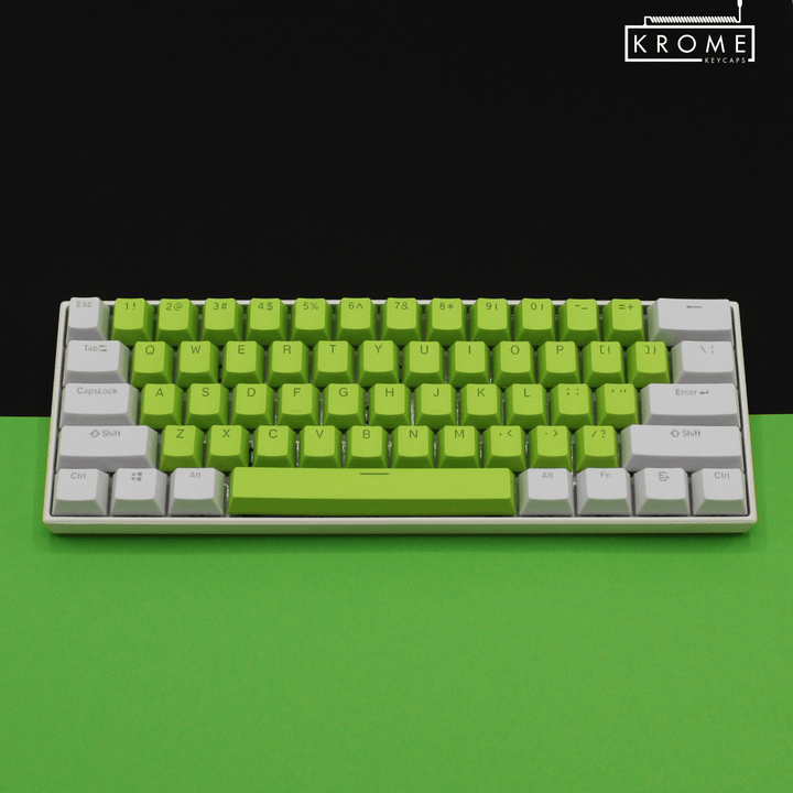 ISO/ANSI - Standard White & Green PBT Keycaps - kromekeycaps