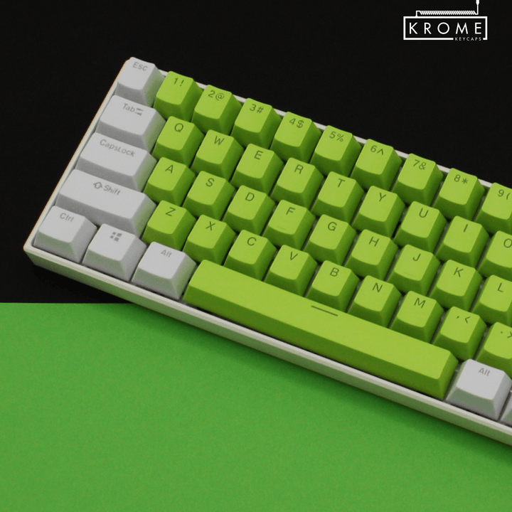 ISO/ANSI - Standard White & Green PBT Keycaps - kromekeycaps