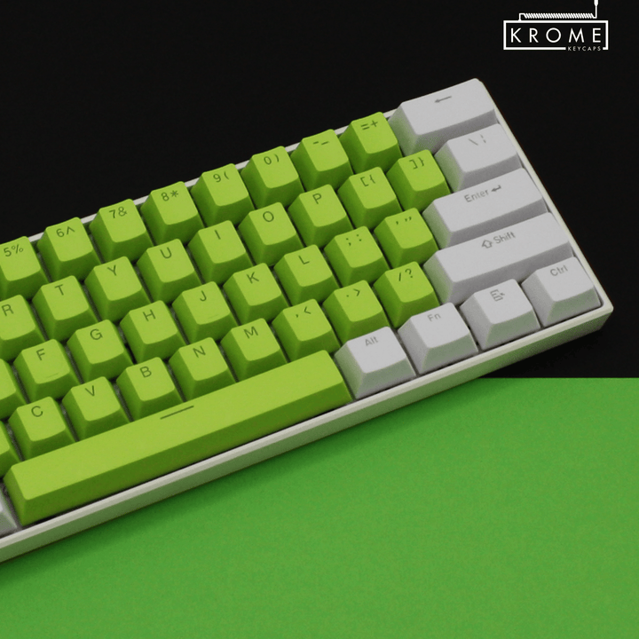 ISO/ANSI - Standard White & Green PBT Keycaps - kromekeycaps