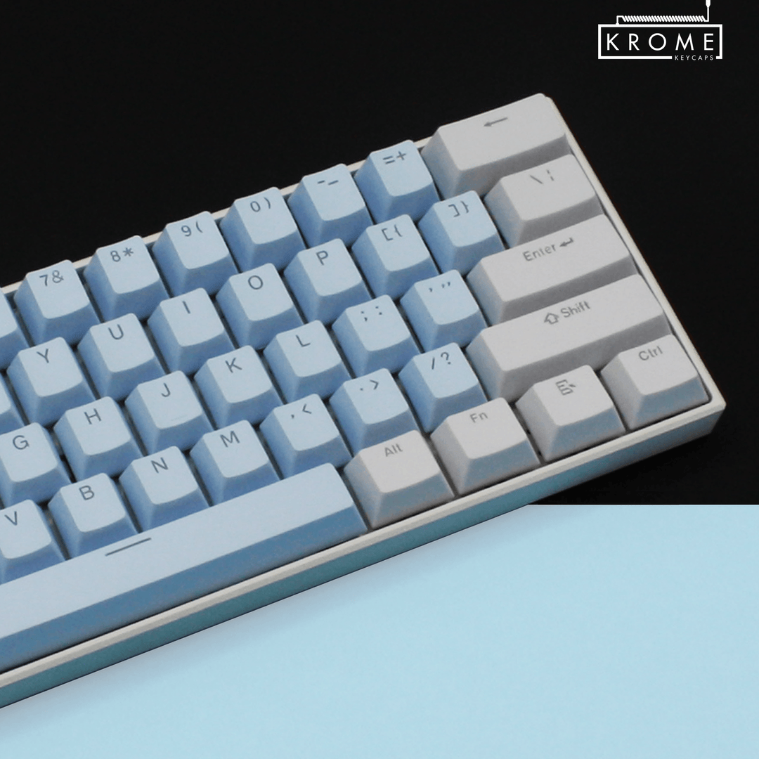 ISO/ANSI - Standard White & Light Blue PBT Keycaps Krome Keycaps LTD Multicolour