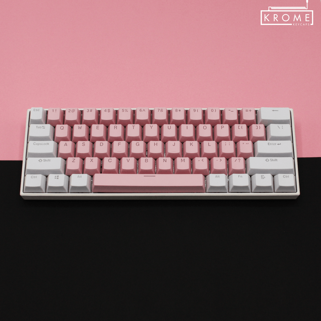 ISO/ANSI - Standard White & Light Pink PBT Keycaps Krome Keycaps LTD Multicolour