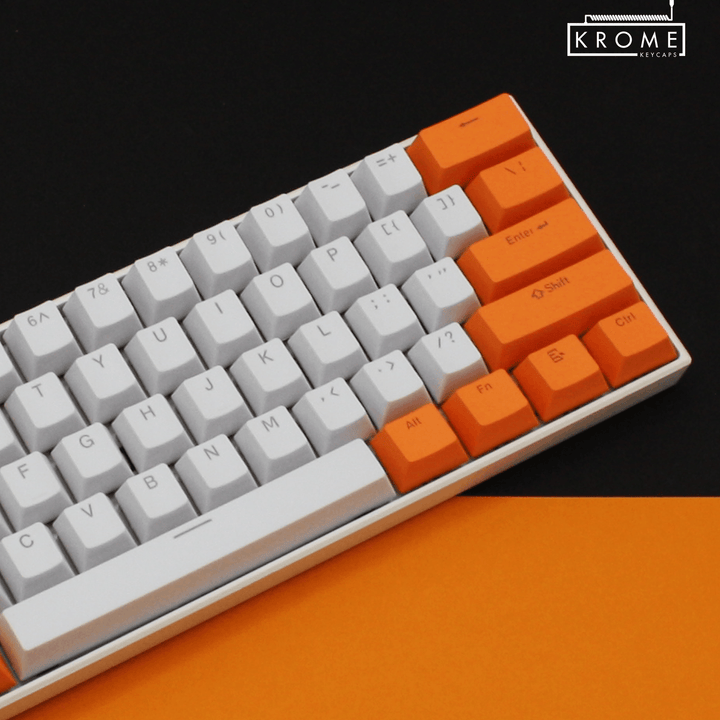 ISO/ANSI - Standard White & Orange PBT Keycaps Krome Keycaps LTD Multicolour