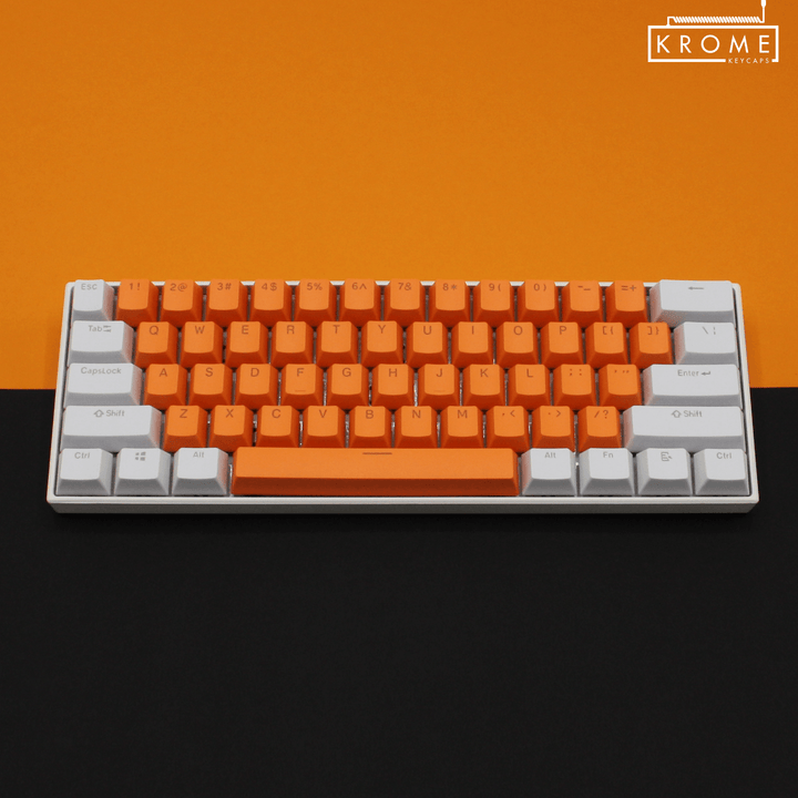 ISO/ANSI - Standard White & Orange PBT Keycaps - kromekeycaps