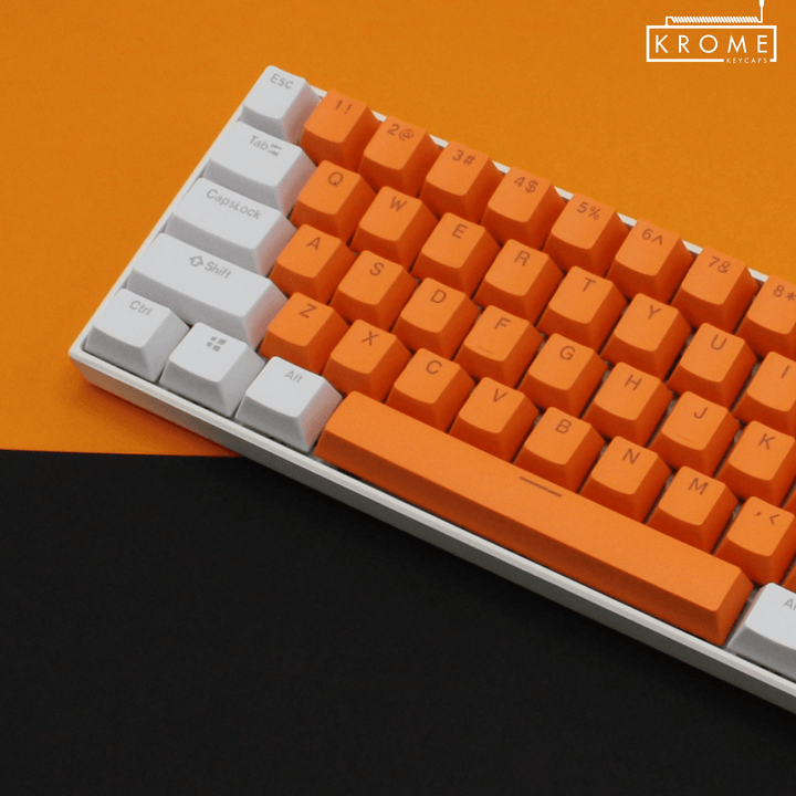 ISO/ANSI - Standard White & Orange PBT Keycaps - kromekeycaps