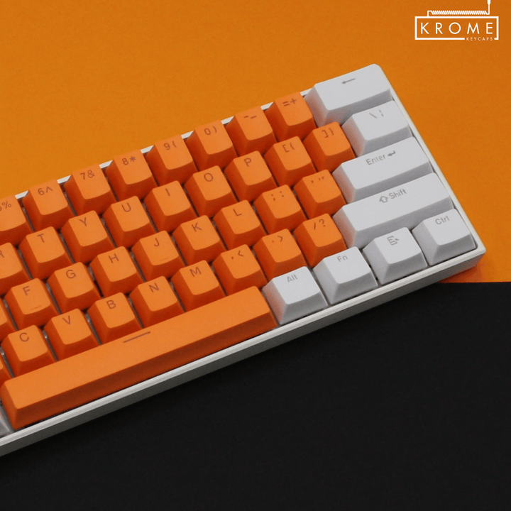 ISO/ANSI - Standard White & Orange PBT Keycaps - kromekeycaps