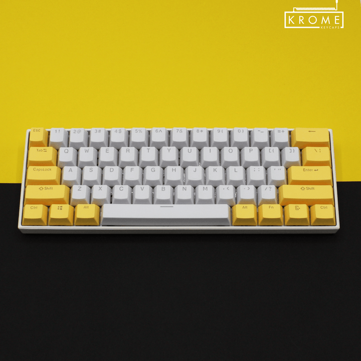 ISO/ANSI - Standard White & Yellow PBT Keycaps Krome Keycaps LTD Multicolour