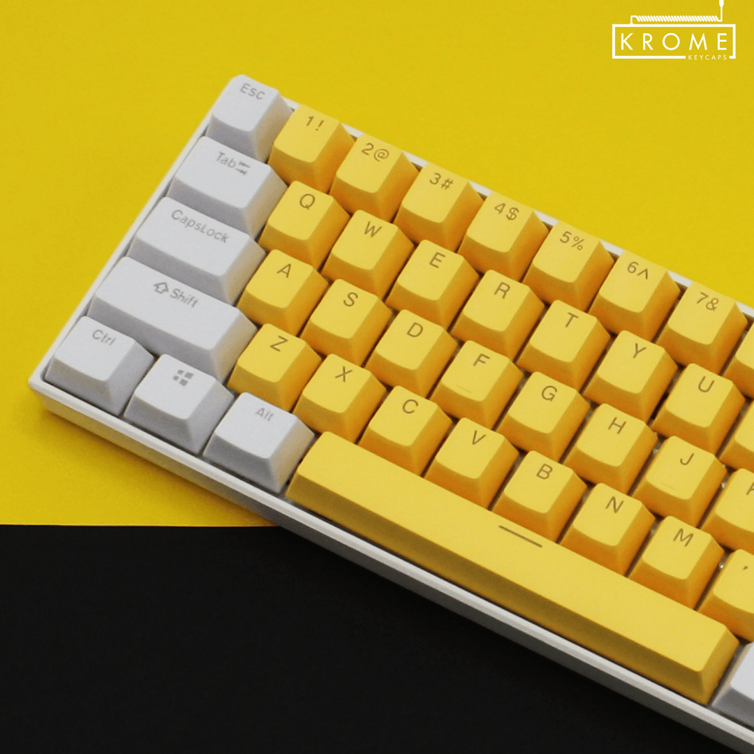 ISO/ANSI - Standard White & Yellow PBT Keycaps Krome Keycaps LTD Multicolour