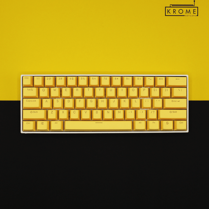 ISO/ANSI - Danger Zone V1 - Black / Orange / Yellow PBT Keycaps - kromekeycaps