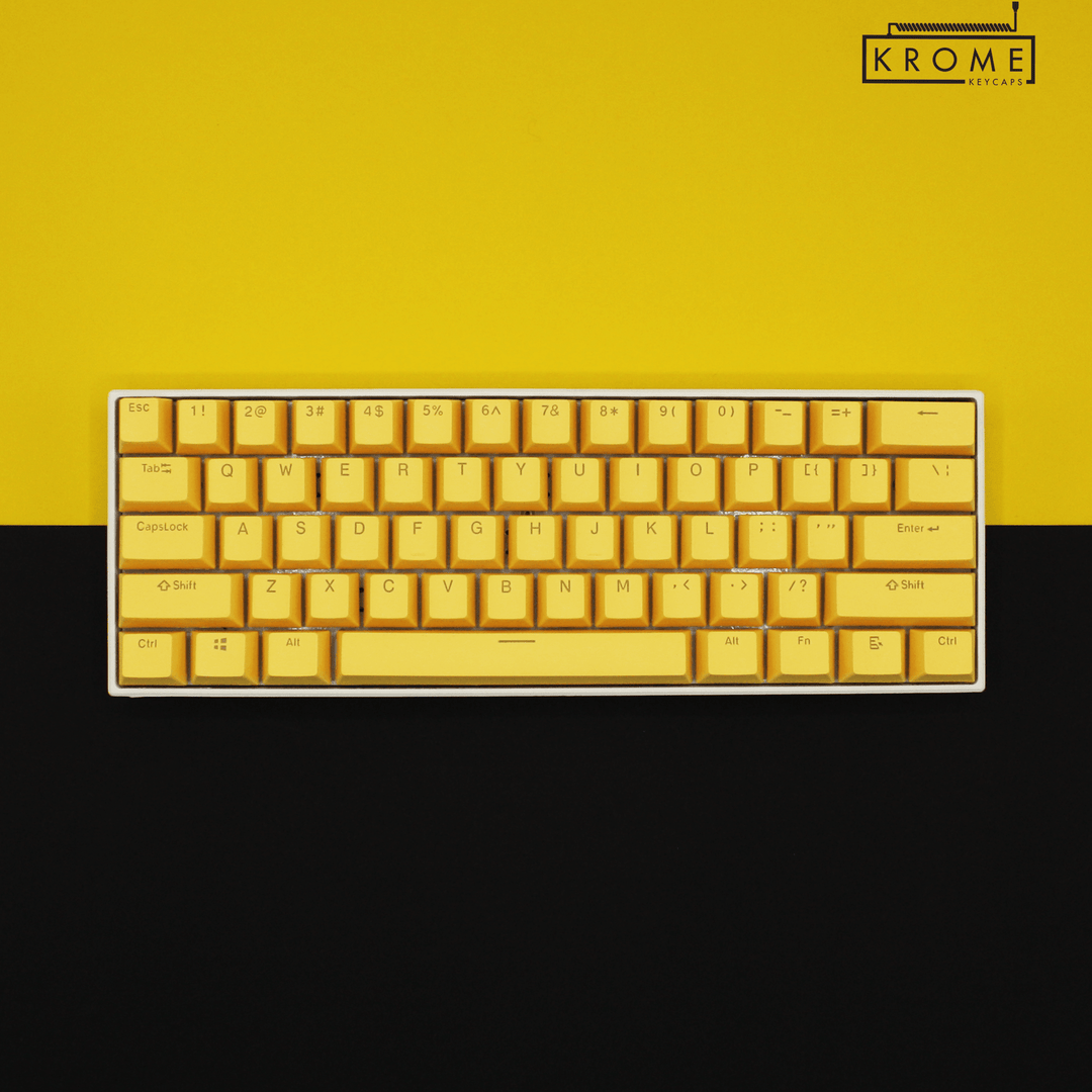 ISO/ANSI - Danger Zone V2 - Black / Orange / Yellow PBT Keycaps - kromekeycaps