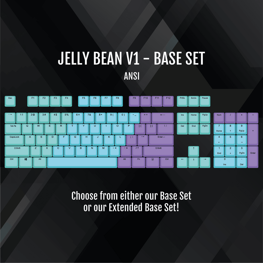 ISO/ANSI - Jelly Bean V1 - Teal / Blue / Purple / White PBT Keycaps Krome Keycaps LTD half, Multicolour
