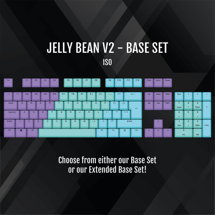 ISO/ANSI - Jelly Bean V2 - Teal / Blue / Purple / White PBT Keycaps - kromekeycaps