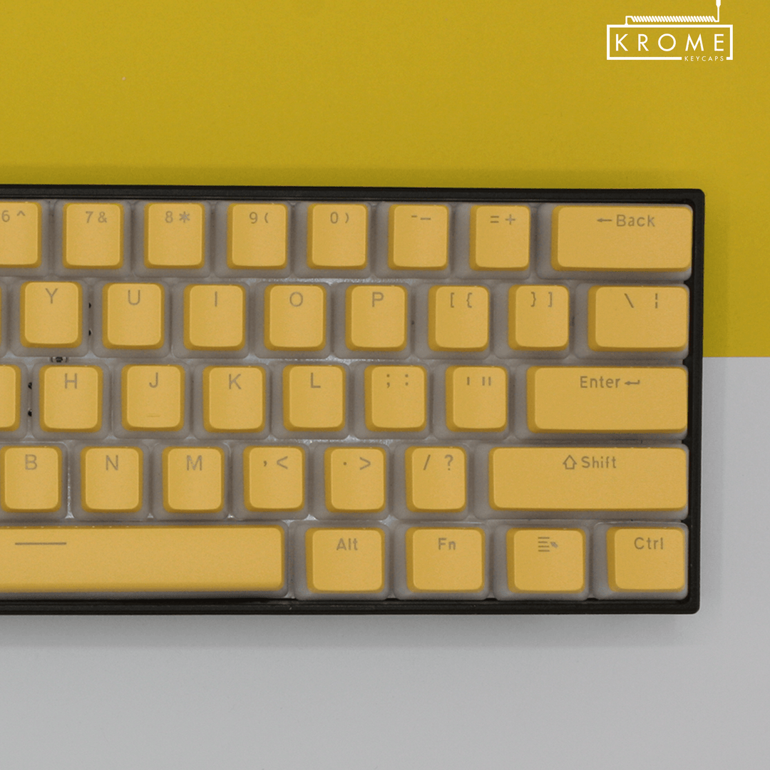 ISO/ANSI - Pudding Light Yellow PBT Keycaps - kromekeycaps