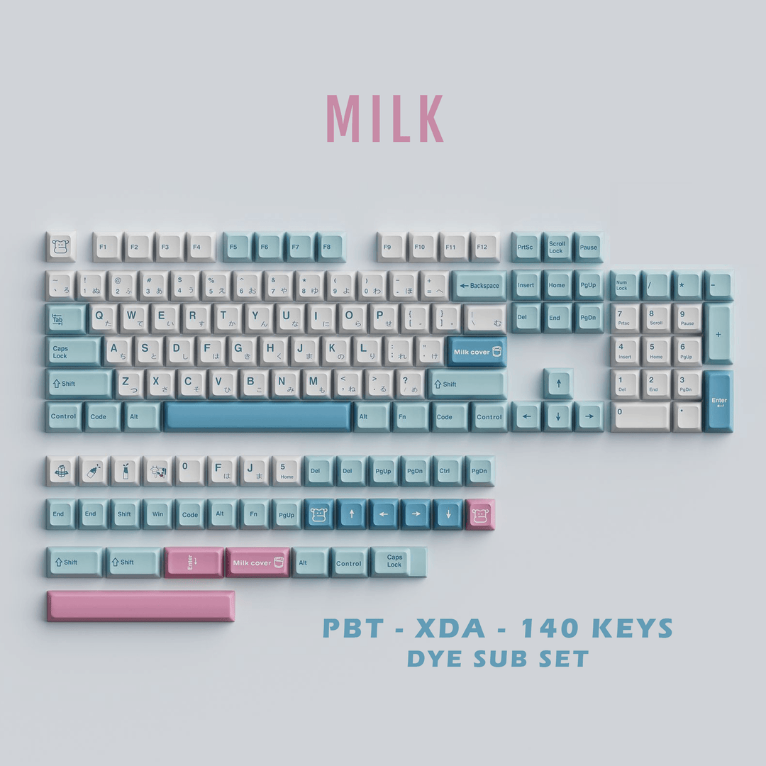 Milk - XDA - 140 Keycaps - kromekeycaps