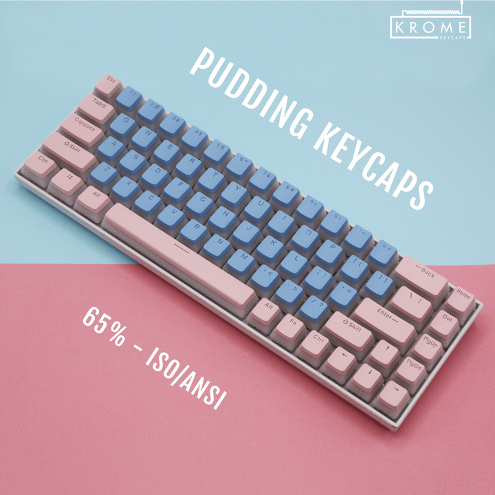 65% - ISO/ANSI - Create Your Own Pudding - Dual Colour Way Krome Keycaps LTD 96/75/65, Our Favourites, Pudding Multi, Pudding Single