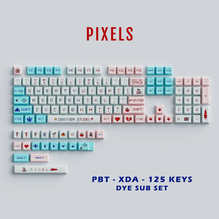 Pixels - XDA - 125 Keycaps - kromekeycaps
