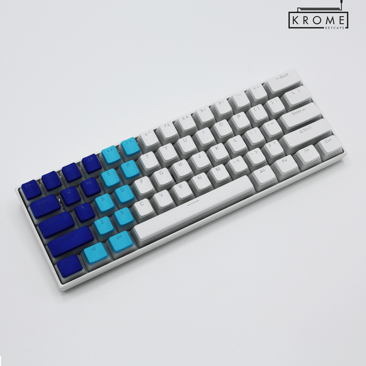 ISO/ANSI - Triocolourway - Dark Blue / Blue / White - Pudding PBT Keycaps Krome Keycaps LTD Pudding Multi