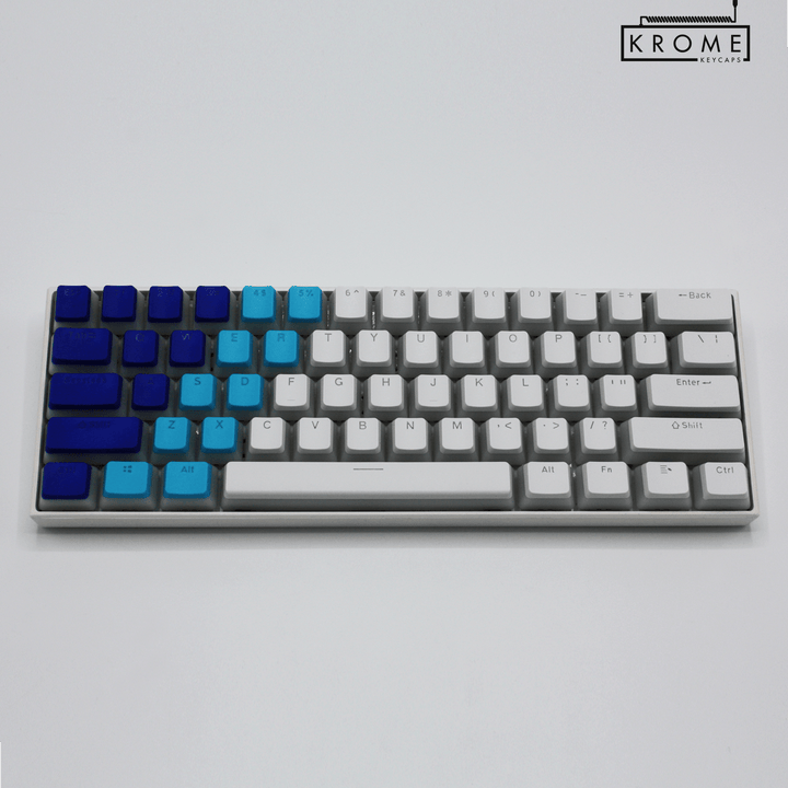 ISO/ANSI - Triocolourway - Dark Blue / Blue / White - Pudding PBT Keycaps Krome Keycaps LTD Pudding Multi