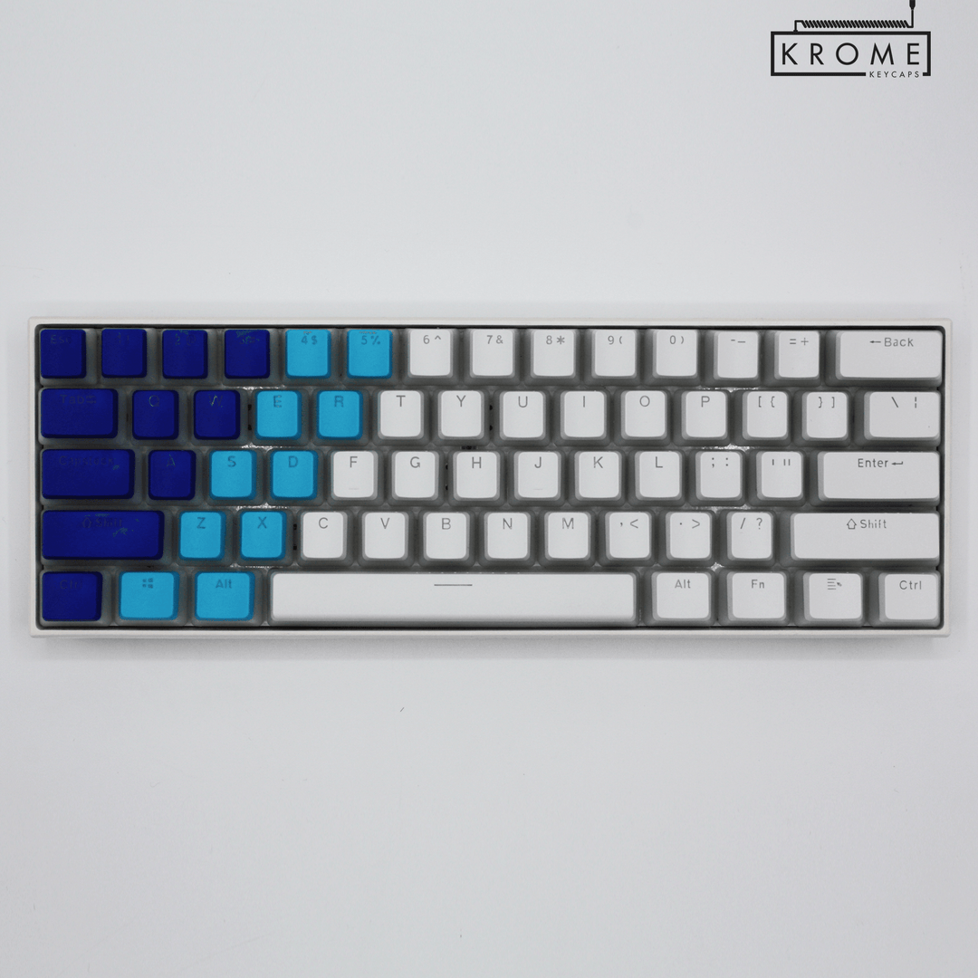 ISO/ANSI - Triocolourway - Dark Blue / Blue / White - Pudding PBT Keycaps Krome Keycaps LTD Pudding Multi