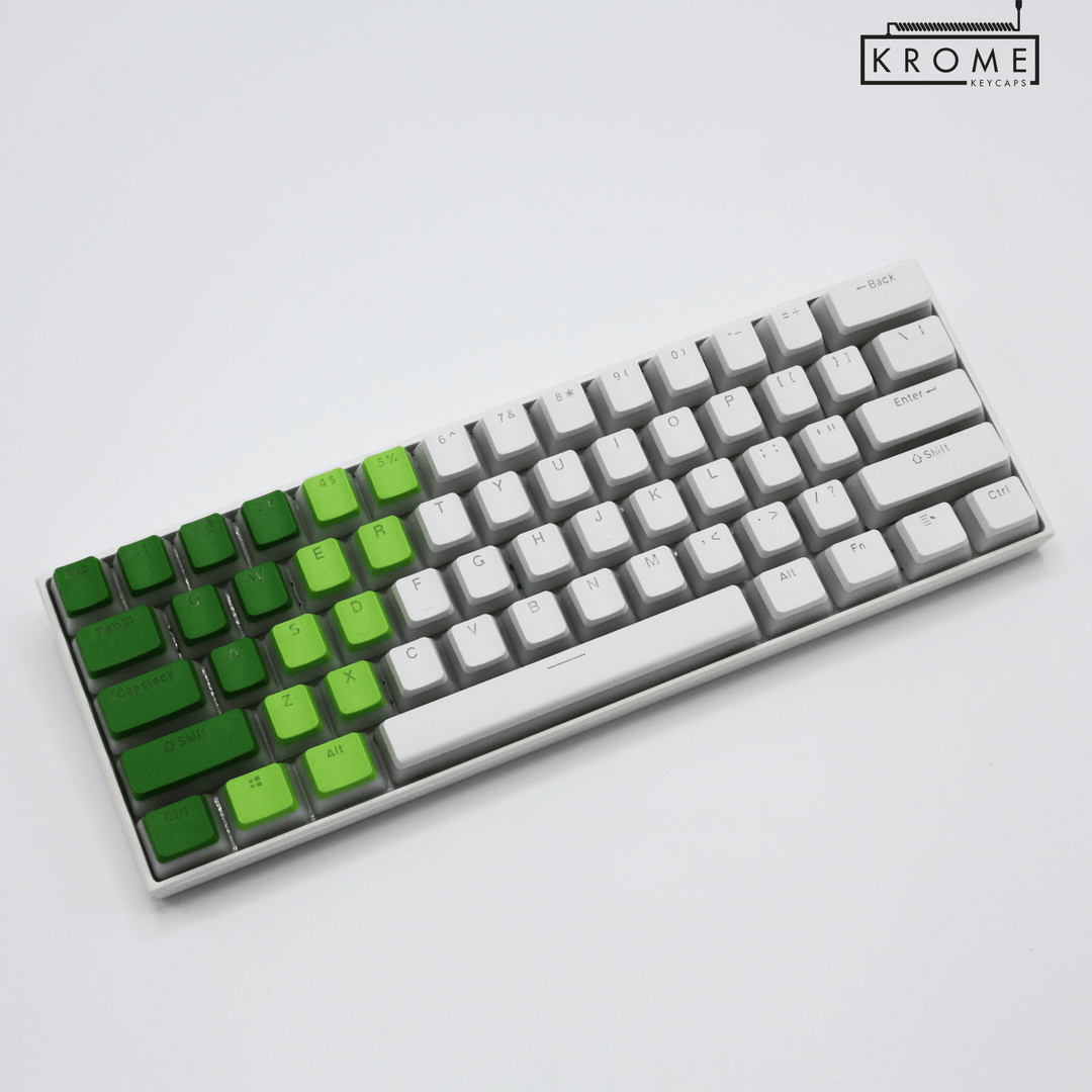 ISO/ANSI - Triocolourway - Green / Lime / White - Pudding PBT Keycaps Krome Keycaps LTD Pudding Multi