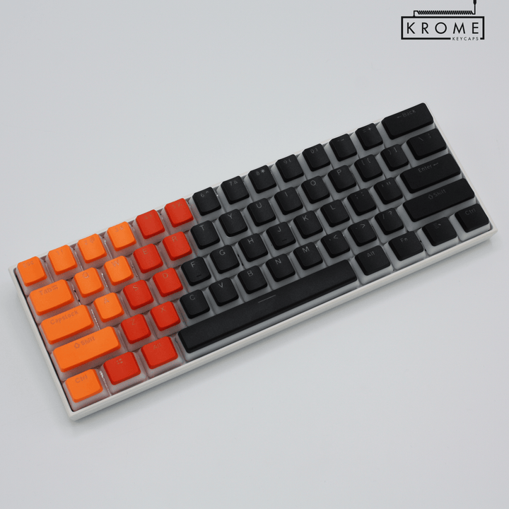 ISO/ANSI - Triocolourway - Orange / Blood Orange / Black - Pudding PBT Keycaps - kromekeycaps