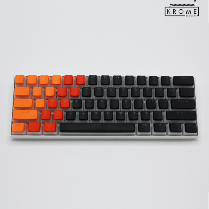 ISO/ANSI - Triocolourway - Orange / Blood Orange / Black - Pudding PBT Keycaps - kromekeycaps