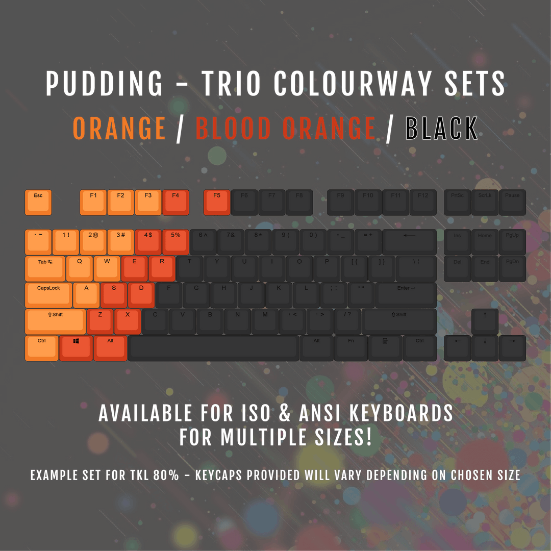 ISO/ANSI - Triocolourway - Orange / Blood Orange / Black - Pudding PBT Keycaps Krome Keycaps LTD Pudding Multi