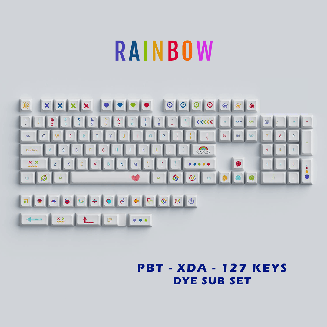 Rainbow - XDA - 127 Keycaps - kromekeycaps