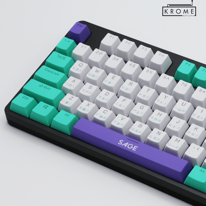 ISO/ANSI - Sage Valorant Themed PBT Keycaps - kromekeycaps